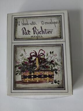 Vintage 1994 Pat Richter - 9 Note Cards with Envelopes - Wine Ribbon